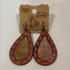 Justin Boots Genuine Cow Hide Teardrop Earrings